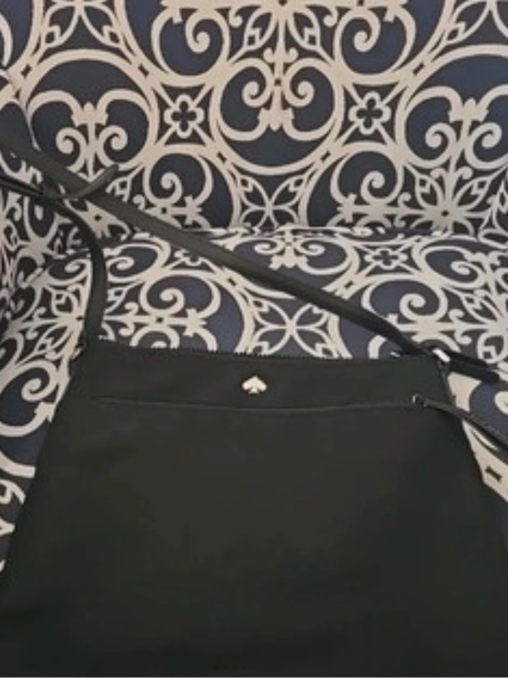 “Like-New Condition”. KATE SPADE BLACK NYLON CROSSBODY. (10”H X 10 1/2”L X 1”W)